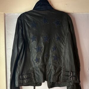 Star-Embellished Mauritius Leather Jacket